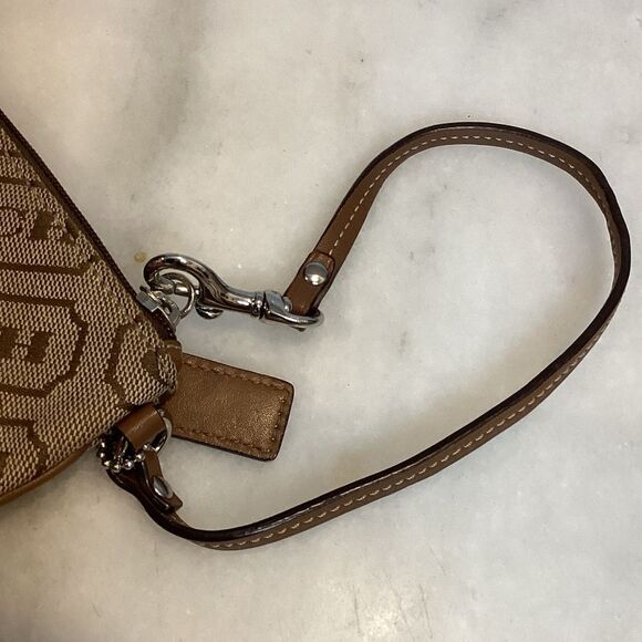 Coach Signature Stripe Plaque Logo Wristlet - Picture 11 of 14